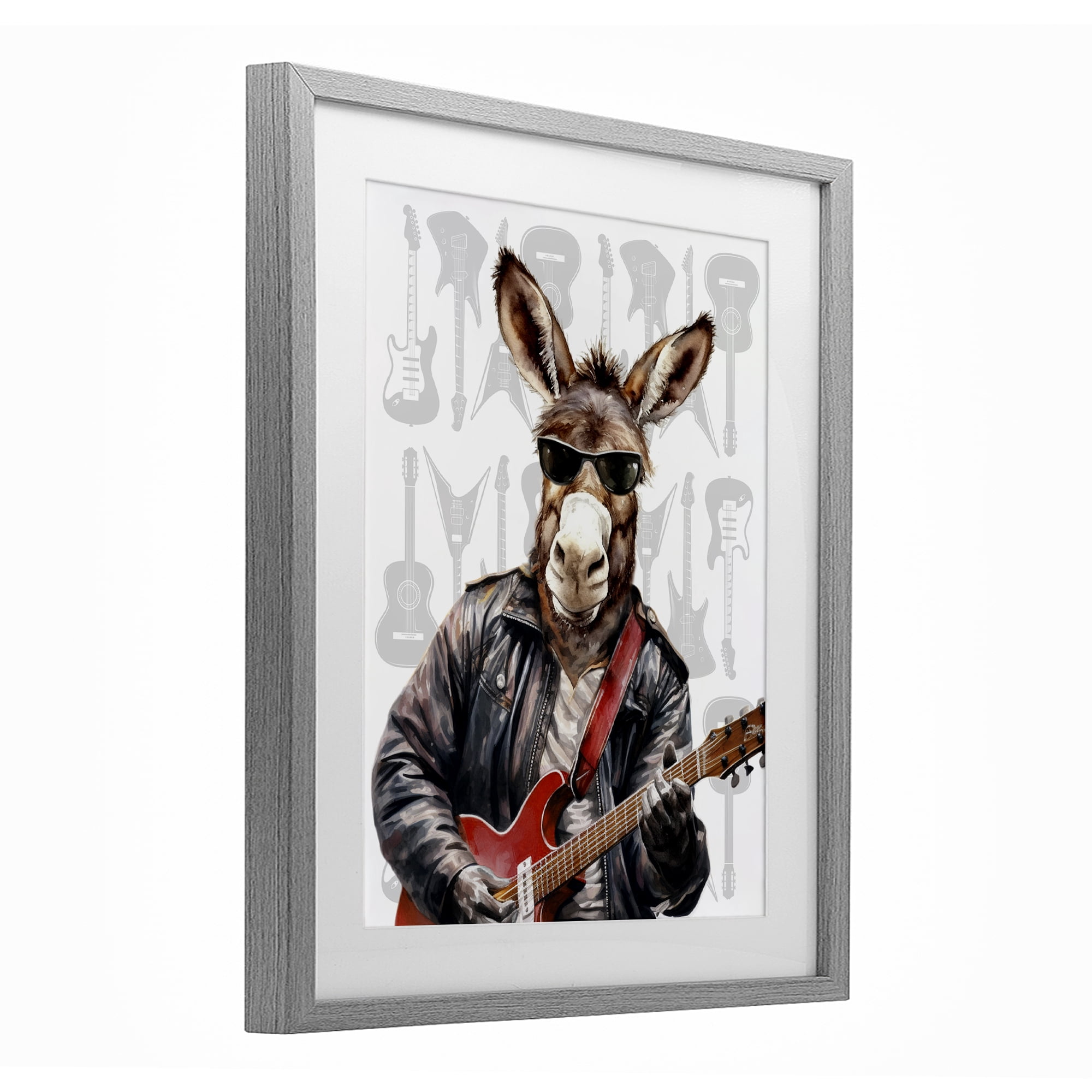 Stupell Industries Performing Musician Donkey Gray Framed Print Under Glass, design by CAD Designs