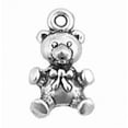 thumbnail image 1 of Sterling Silver 20" .8mm Box Chain 3D Seated Teddy Bear Bow Tie Pendant Necklace, 1 of 2