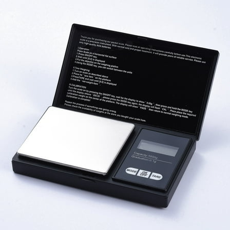 Weigh Gram Scale Digital Pocket Scale 1000g/0.1g Digital Grams Scale Food Scale Jewelry Scale without Battery Black 128x77x19.5mm