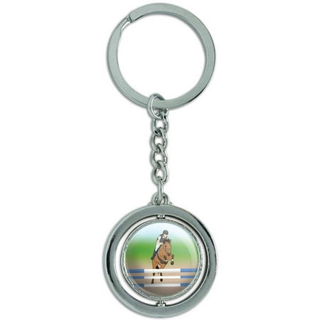 Horse Show Jumping Spinning Round Metal Key Chain Keychain (Best Show Jumping Horses)