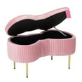 thumbnail image 3 of Impressions Vanity Hello Kitty Bow Velvet Ottoman Bench with Storage, Gold Metal Legs (Pink), 3 of 7