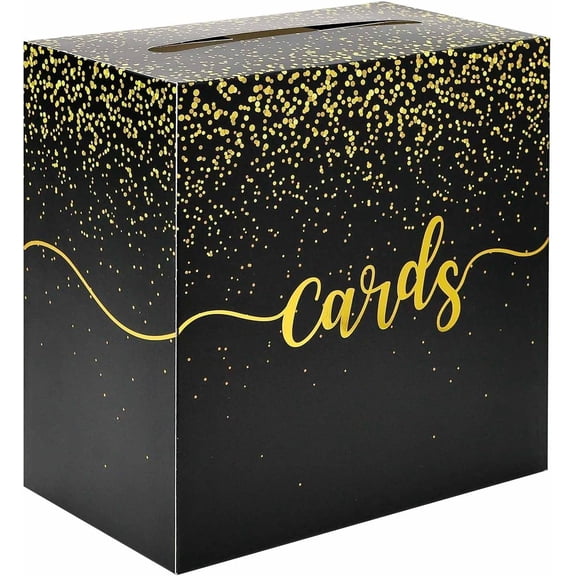 Black Card Box for Party Foil Card Box Holder for Wedding Birthday Shower Graduation