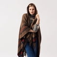 thumbnail image 3 of Diseño de moda: chal de cachemira jacquard de rayas de colores gruesos para mujer moderno que se puede usar, capa con capucha cálida, extendida y de moda, 3 of 5