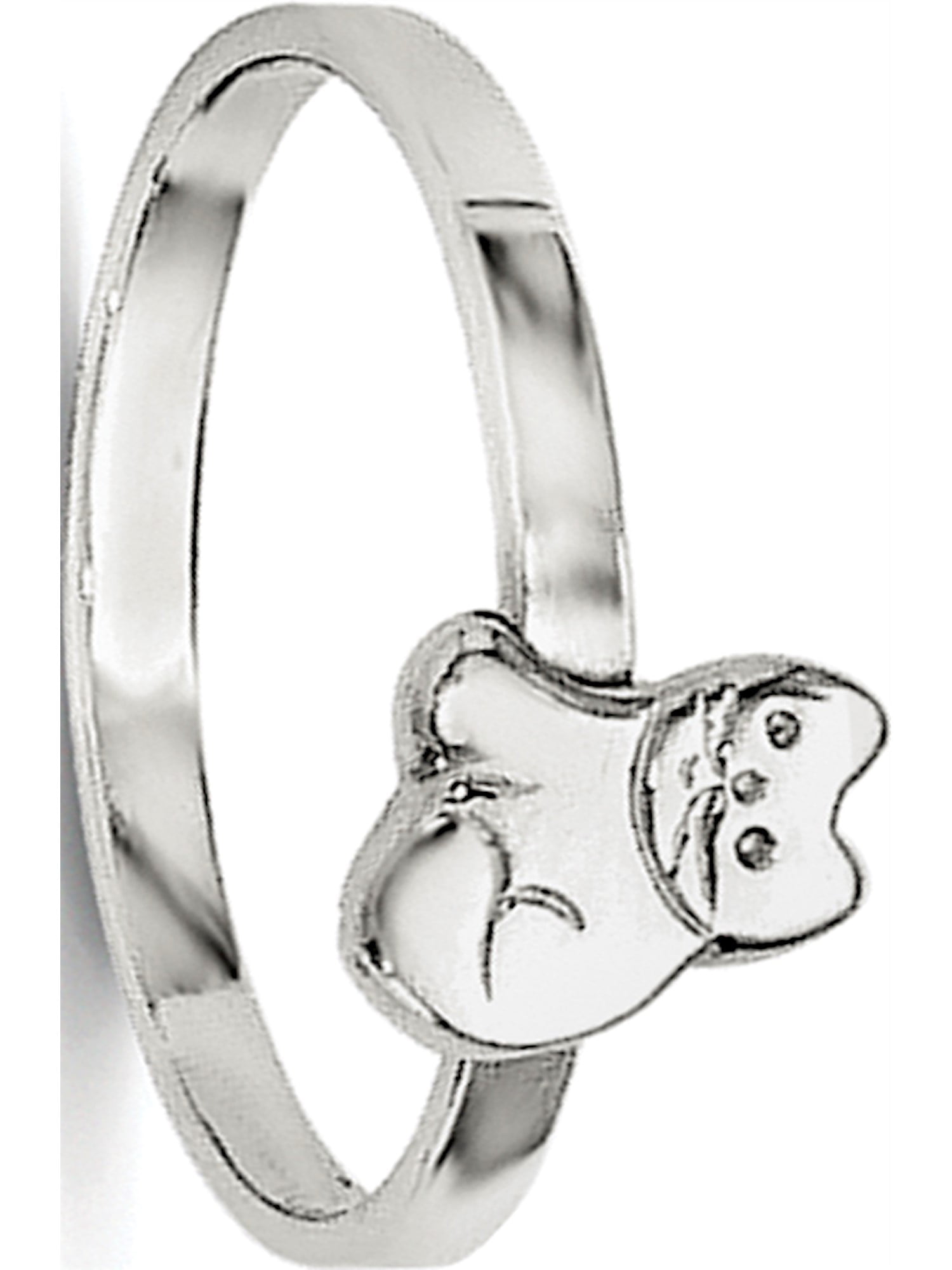 925 Sterling Silver Rhodium Plated Child's Polished Kitty Cat Ring Size 3 