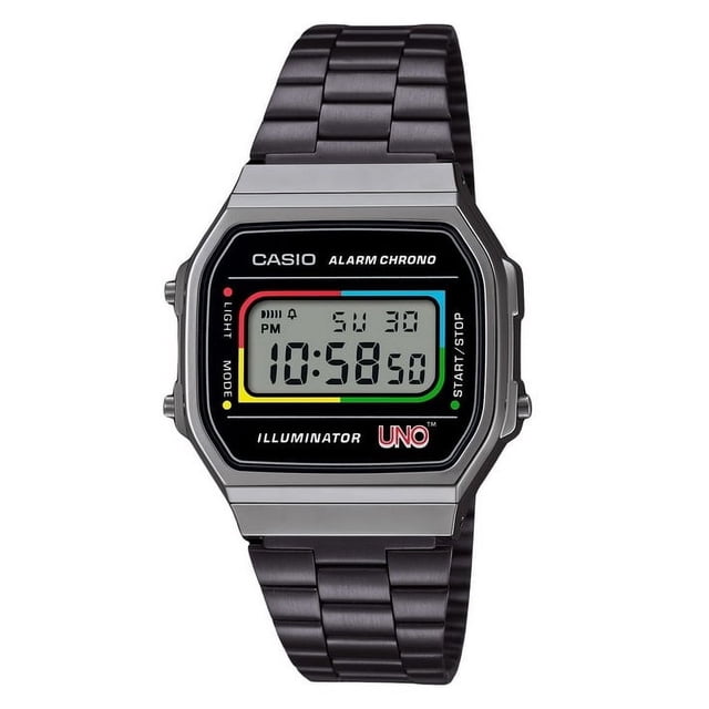 Casio Vintage Digital UNO Collaboration Model Stainless Steel Bracelet Quartz A168WEUC-1A Unisex Watch