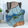 thumbnail image 4 of Seascape Soft Flannel Fleece Throw Blanket, Beach Seaside Hills Trees View from Window Illustration Summer Exotic Outdoorsy, Cozy Plush for Indoor and Outdoor Use, 70" x 90", Blue Brown, by Ambesonne, 4 of 5