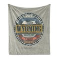 thumbnail image 1 of Wyoming Soft Flannel Fleece Blanket, Vintage Grunge Stamp Design of United States Equality State of America, Cozy Plush for Indoor and Outdoor Use, 70" x 90", Pale Khaki Multicolor, by Ambesonne, 1 of 6