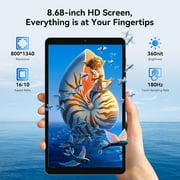Latest Android 15 Tablets Link 2 , 8.68 Inch IPS Display, 12GB RAM 128GB ROM /2TB TF, Gemini AI, T310 Ouard-Core, 5000mAh Battery, Widevine L1, Dual Box Speakers,Gray