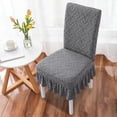 thumbnail image 4 of Stretch Dining Chair Cover with Ruffled Skirt, 360-Degree Full-Surround Skirted Chair Slipcover, Geometric Pattern Elastic Chair Protector Cover for Living Room, Dining Room, and All-Season Home Use, 4 of 6