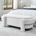 thumbnail image 2 of Modern Large Storage Entry Bench in Cream Linen Upholstery with Foam Padding - Ideal for Living Spaces, 2 of 9