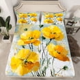 thumbnail image 2 of Homewish Watercolor Yellow Flower Twin Sheet Sets, Marbling Abstract Ombre Twin Fitted Sheet, Modern Fashion Flat Sheet, Lightweight Room Decor, 3 Pieces, 2 of 7