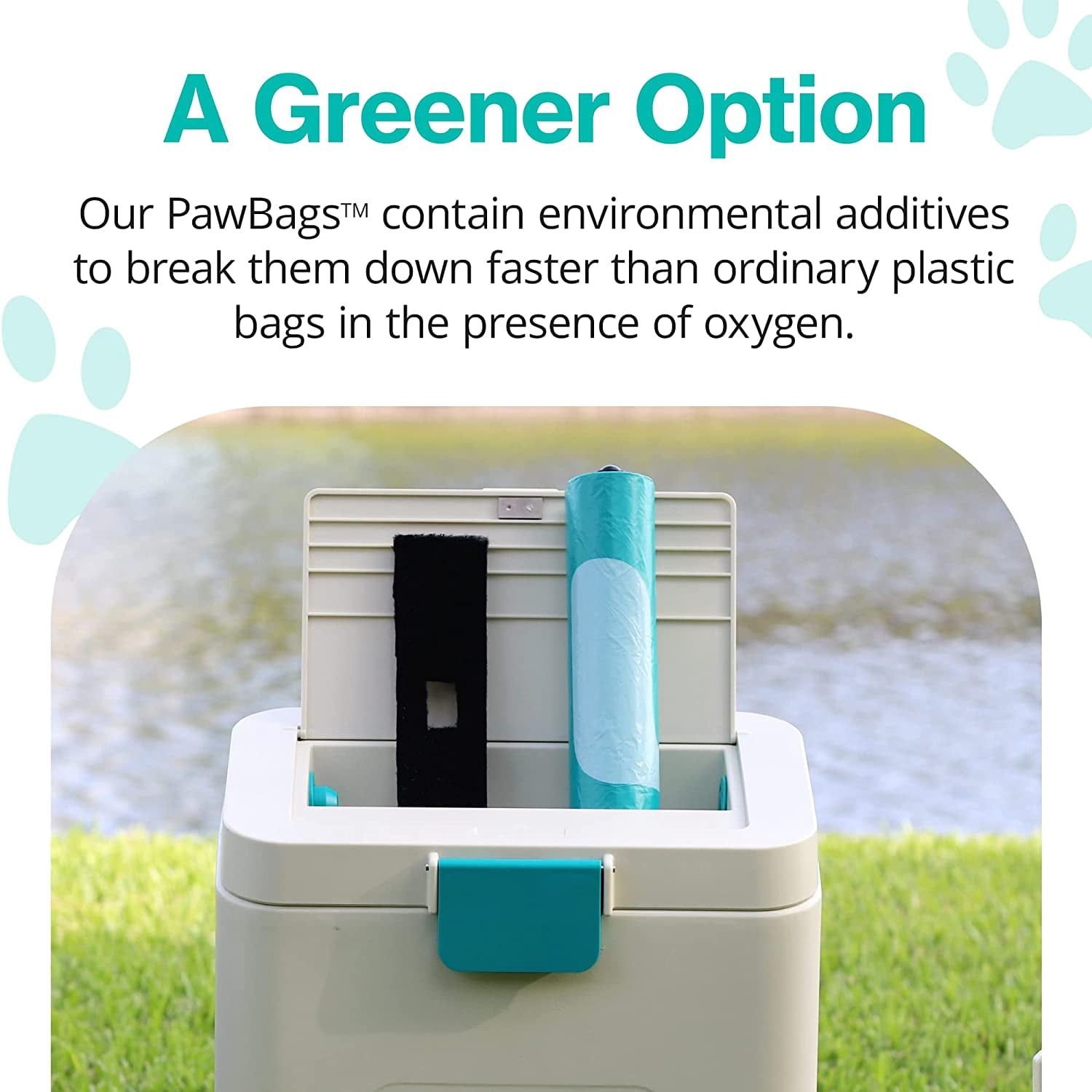 PawPail Dog Poop Bags and Air Filter Duo, Durable Leakproof & Long-Lasting Plastic Poop Bags for Trash Can, 200 Piece Standard Poop Bag Roll and 1 Activated Carbon Filter