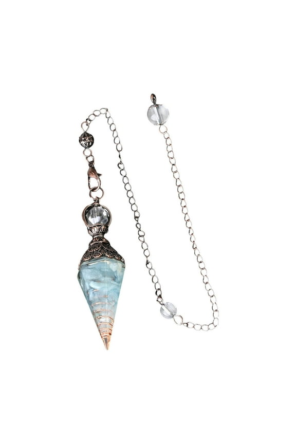 Hexagonal Crystal Pendulum Necklace for Dowsing Meditation Blue