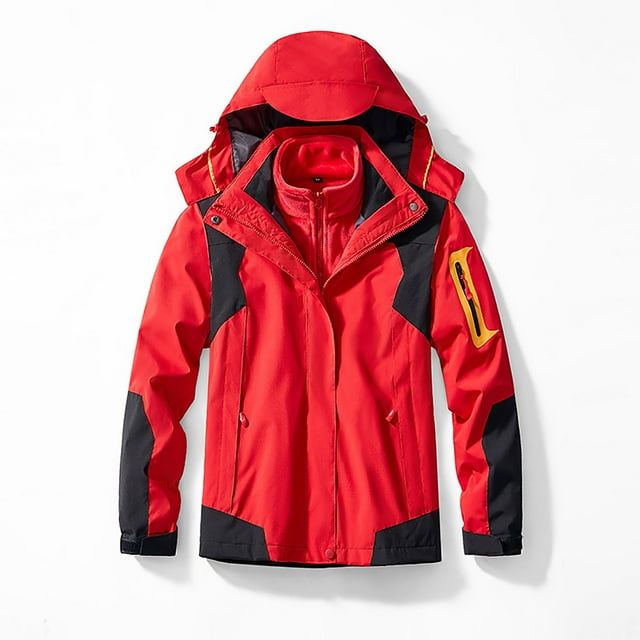 Qertyioot Plus Size Coat for Womens,Sprinting Suit Removable Three In One Or Two Piece Outdoor Ski Riding Suit Hooded Warm