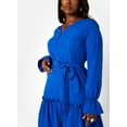 thumbnail image 5 of Rebdolls Women's Plus Tiered Sleeve Mini A Line Dress - Blue, L, 5 of 5