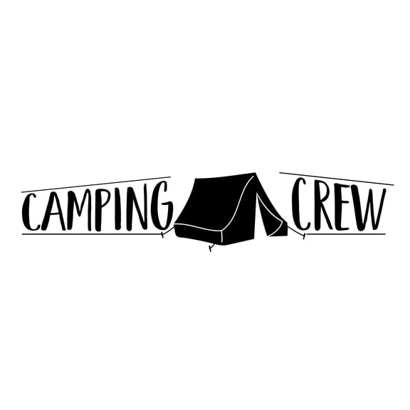 Camping Crew Wall Art Quotes Decal - DIY Stick And Peel Tent Camp Vinyl Design Kids Bedroom Living Room Removable Decor 6" x 20" | Camp Lovers Home Wall Adhesive Decoration Sticker