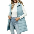 thumbnail image 6 of Frostluinai Puffer Vest Women Stand Collar Sleeveless Long Quilted Jacket Zip Up Lightweight Warm Padded Gilet Coat Outerwear with Pocket, 6 of 10