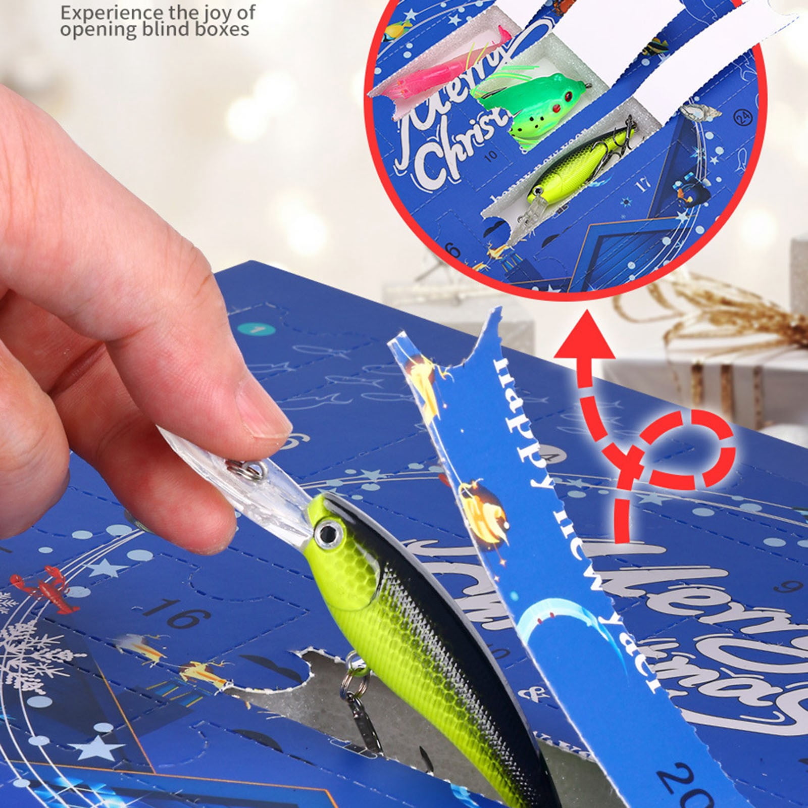 Fishing Advent Calendar for Adult Men Teen Boys, 2025 Fishing Lure Christmas Gifts, 24 Days Topwater Lures Fishing Spoons Minnow Popper Crankbait VIB for Fishing Lovers Father