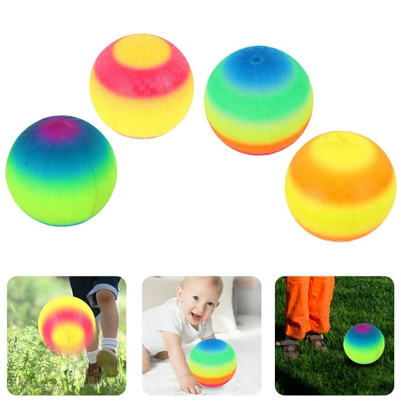 IDEANATEGRATE Pvc Playground Balls Rainbow For Kids Outdoor Toys 4Pcs 9Inch Diameter