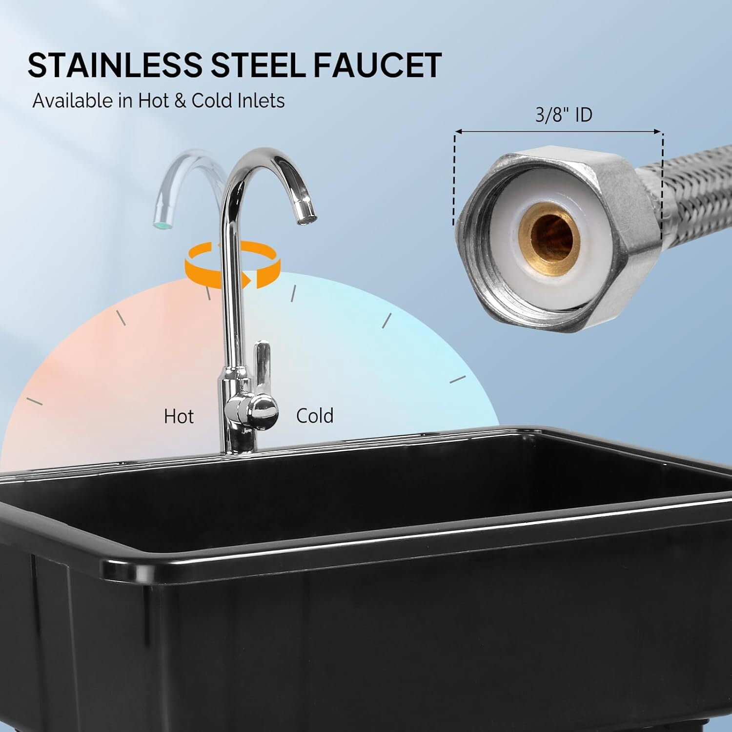 LINJH ,32.3"L x 22.4"W x 49.6"H Utility Sink with Removable Drainboard and Faucet for Laundry Black