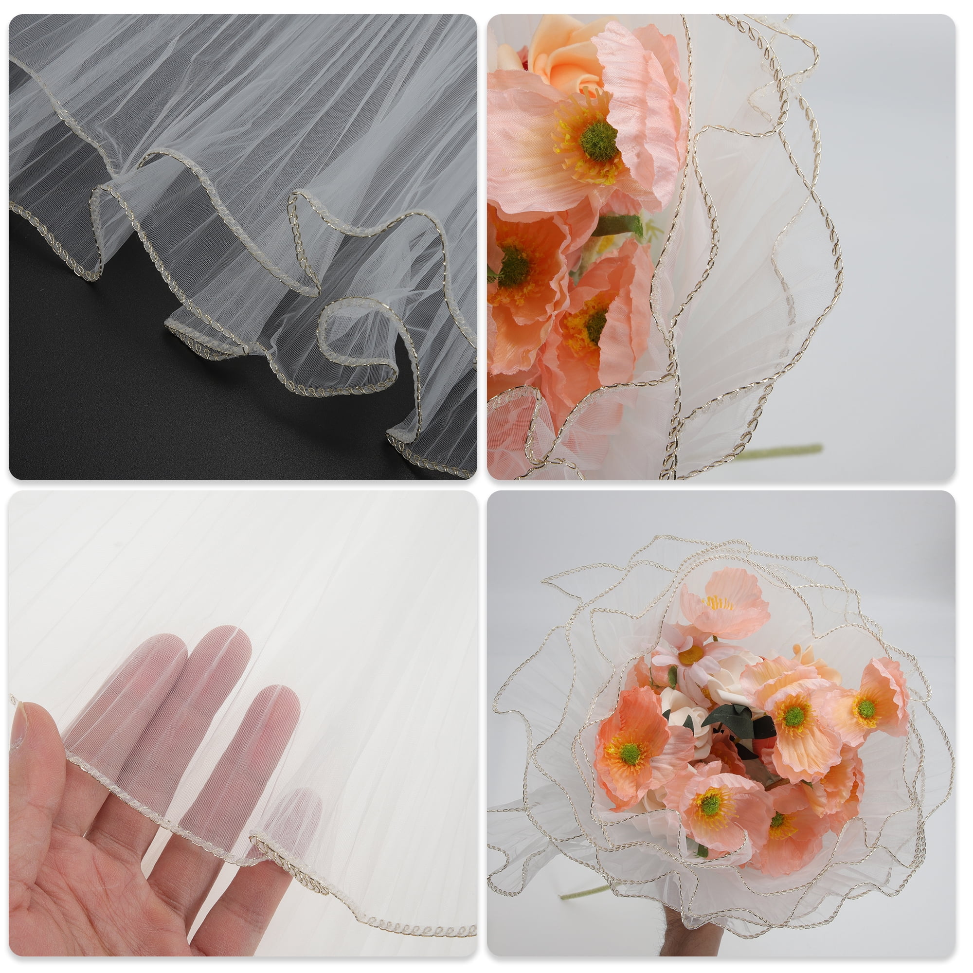 Unique Bargains Color Edge Flower Wrap Paper for All Occasions and Events White