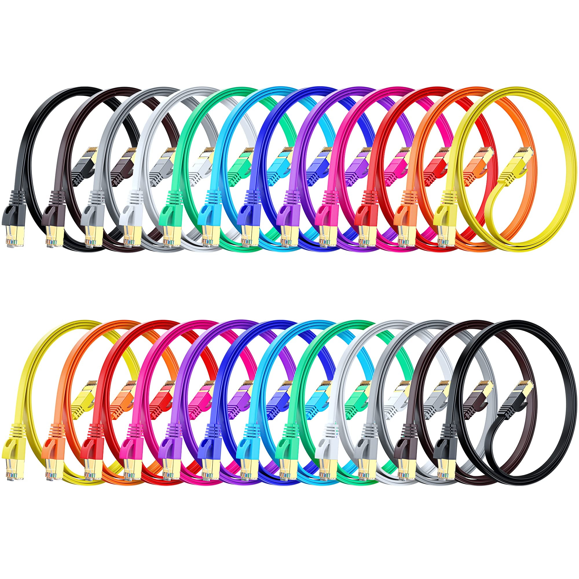 Cable & Cat7 Network Cable 3 ft, 24 Pack EasyHide Flat LAN