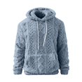 thumbnail image 6 of Mens Fuzzy Sherpa Lined Hoodie Pullover Sweatshirts Long Sleeve Winter Hooded Thermal Casual Outerwear With Pocket, 6 of 7