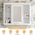 thumbnail image 5 of JERFIT 35" x 28" Modern Bathroom Mirror Medicine Cabinet with Soft-Close Door, 6 Adjustable Shelves, Towel Bar, Wall Mounted Storage for Bathroom Organization, White, 5 of 10