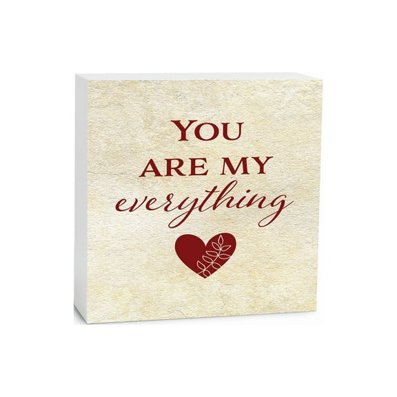 You Are My Everything Parchment Heart 5 x 5 Wood Tabletop Sign Plaque