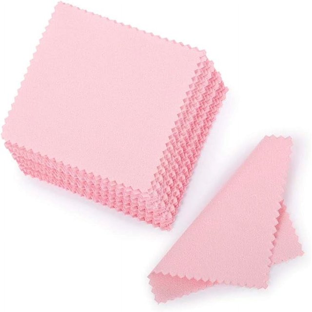 Paño de limpieza de joyas, paño de pulido rosa para plata de ley, oro, platino, pequeño paño para pulir, 8x8cm, 50 Uds.