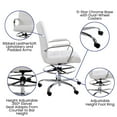 thumbnail image 4 of BizChair Mid-Back White LeatherSoft Drafting Chair with Adjustable Foot Ring and Chrome Base, 4 of 13