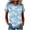 Light Blue, variant on Fewfanhot Women's Vintage Tees Striped Print Shirt Denim Short Sleeve T Shirts Summer Fashion Tops, S-3XL