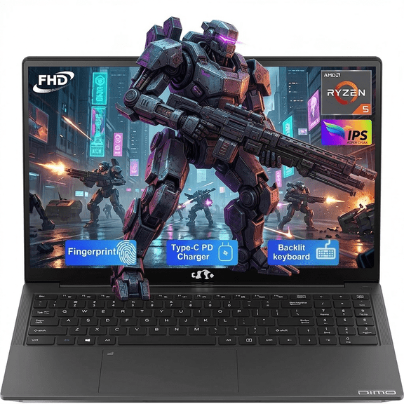 15.6" IPS FHD Laptop 16GB RAM 512GB SSD AMD Ryzen 5 (Beat i5-1135G7, 4 Cores Up to 3.7GHz) with 65W Type-C Fingerprint Backlit Keyboard Numpad Bluetooth 5.2 Gray