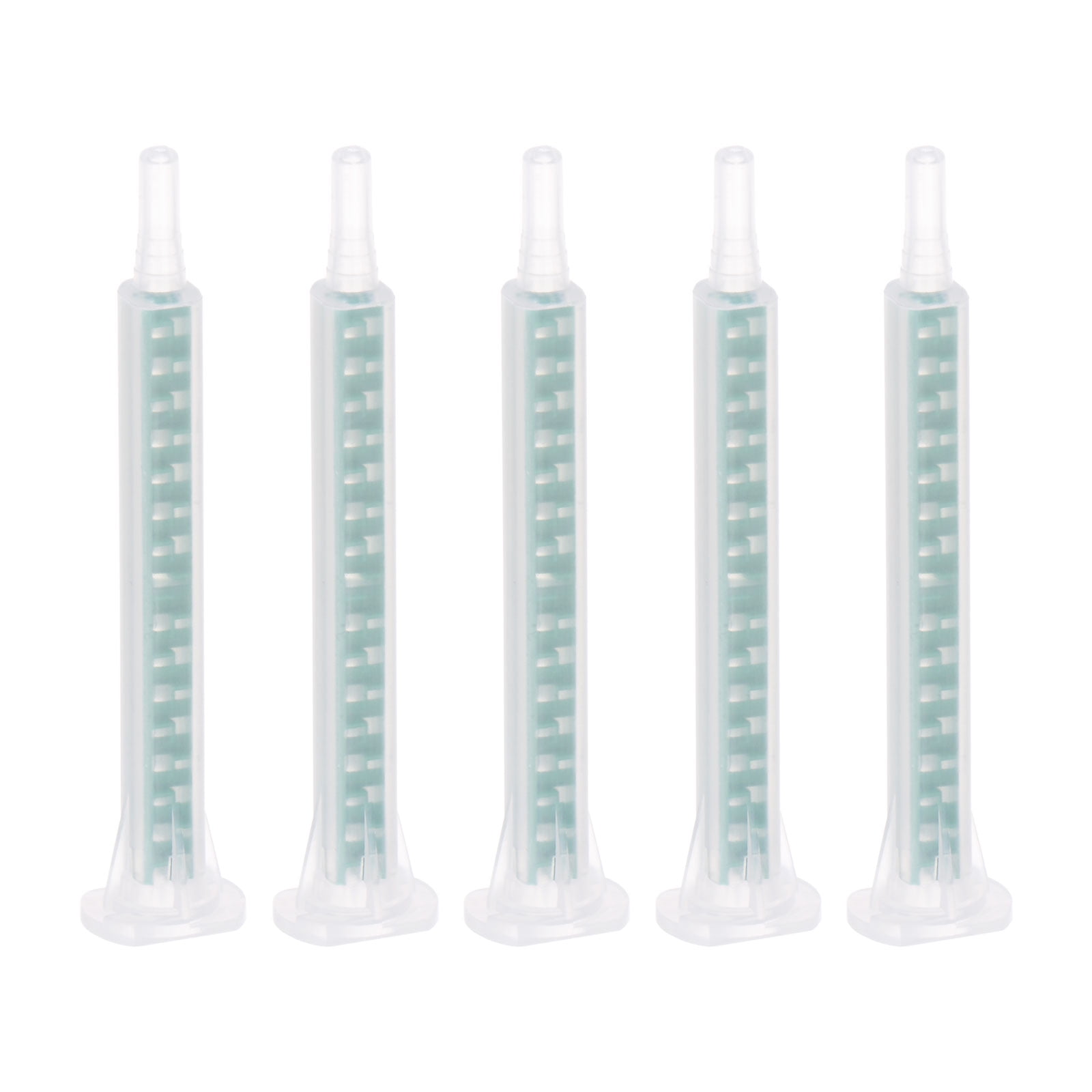 Uxcell 5Pack 3.27-inch Plastic Resin Mixing Nozzle Flat Buckle for AB Glue 50ml Cartridges, Green