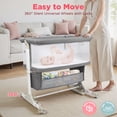 thumbnail image 6 of Vomeast Baby Bassinet Bedside Sleeper with Wheels, Adjustable Height, Dual-Lock, Storage Bag for Newborns Infants, Gray, 6 of 14