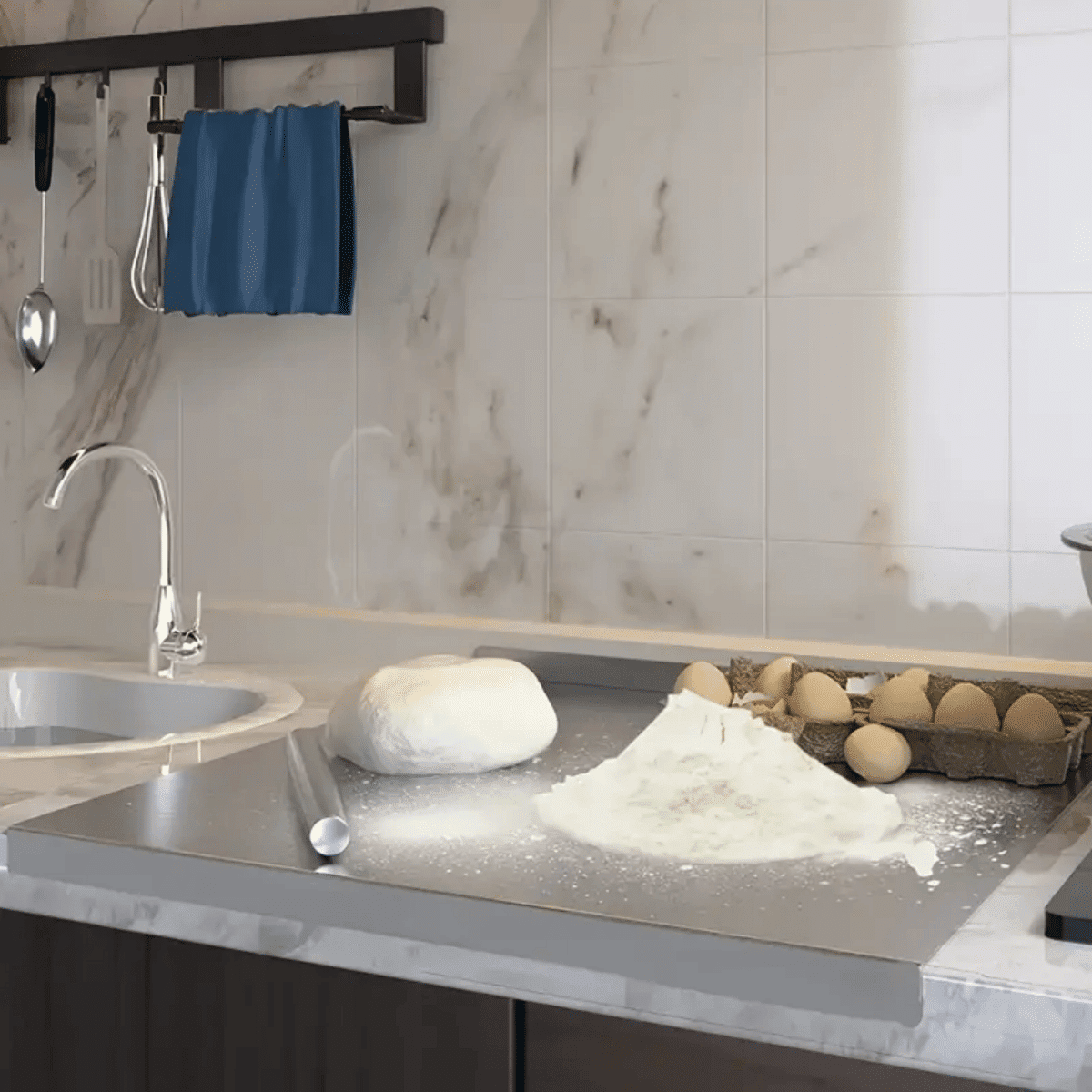 304 Stainless Steel Cutting Board 40cm*50cm, Heavy Duty Kitchen Prep Board for Home Kitchen Use
