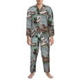 thumbnail image 3 of Fotbe Mallard Ducks Swimming Pattern Long Sleeve Pajama Set for Men,Sleepwear Set,2-piece Loungewear Set,Soft PJs Comfy Nightwear with Pockets-Small, 3 of 7