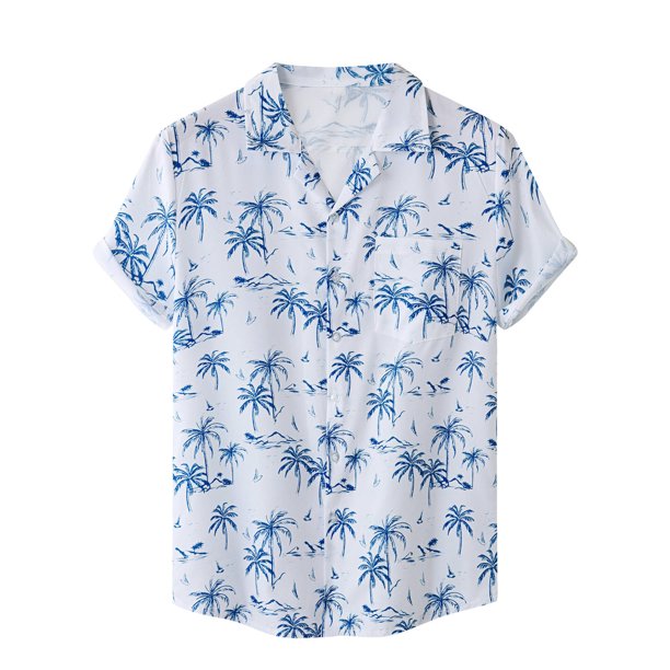 Hombres Casual Botones Playa Sin posicionamiento Estampado floral Turndown Camisa de manga corta Blusa Pompotops oipoqjl49164