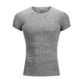 thumbnail image 4 of VSSSJ Men's Ribbed Knit T Shirts Short Sleeve Crew Neck Slim Fit Stretchy Muscle Shirts Casual Breathable Fitness Workout Basic Solid Tee Tops Gray XXXXL, 4 of 5
