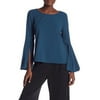 Laundry By Shelli Segal Pleated Sleeve Crepe Top, Reflecting Pond, X-Small