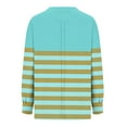 thumbnail image 4 of qolati Womens Oversized Sweatshirts Lightweight Striped Color Block Crewneck Long Sleeve Shirts 2024 Fall Pullover Tops with Pocket, 4 of 7