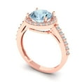 thumbnail image 2 of 1.86 ct Round Cut Natural Aquamarine with Simulated Diamond Halo Accents 18K Rose Gold Womens Engagement Ring, 2 of 5