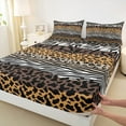 thumbnail image 3 of Castle Fairy Animal Leopard Cheetah Zebra Print Twin Sheet Sets 3pcs for Kids Teens Adults,Abstract Stripes Lines Twin Fitted Sheet Microfiber,Vintage Aesthetic Breathable Flat Sheet, 3 of 7