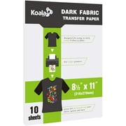 Koala Inkjet Printable Heat Transfer Vinyl Paper, Dark Transfer Paper for Dark or Light Color Cotton T-Shirt 10 Sheets