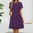 thumbnail image 2 of Dark Purple Women's Dress Short Sleeve Summer Sundress Summer Women Clothes, 2 of 7