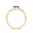 thumbnail image 3 of Rosec Jewels Heart Shape Amethyst Solitaire Crossover Ring with Diamond (6 mm), 10K Yellow Gold, US 3.50, 3 of 9