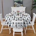 thumbnail image 2 of White Bigfoot and Pine Tree Pattern Round Tablecloth 60"x60",Wrinkle Wipeable Table Cloth for Kitchen Dining Room Picnic Patio Party, 2 of 6