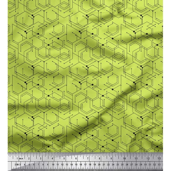 Soimoi Poly Georgette Fabric Geometric Small Fabric Prints by Yard 52 Inch Wide