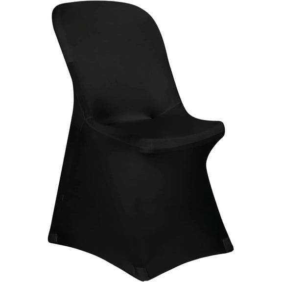 5Pcs Black Stretch Spandex Chair Covers for Party Folding Chair - Universal Fitted Chair Slipcovers Protector for Wedding, Banquet, Holiday, Celebration, Pure Black