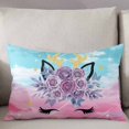 thumbnail image 3 of Purple Rose Antlers Throw Pillow Cover 20 x 26 Inch Decorative Pillow Cover Abstract Art Teal Pink Fancy Flowers Lumbar Pillowcase Seasonal Rectangle Cushion Case for Couch Sofa Bed Living Room, 3 of 7
